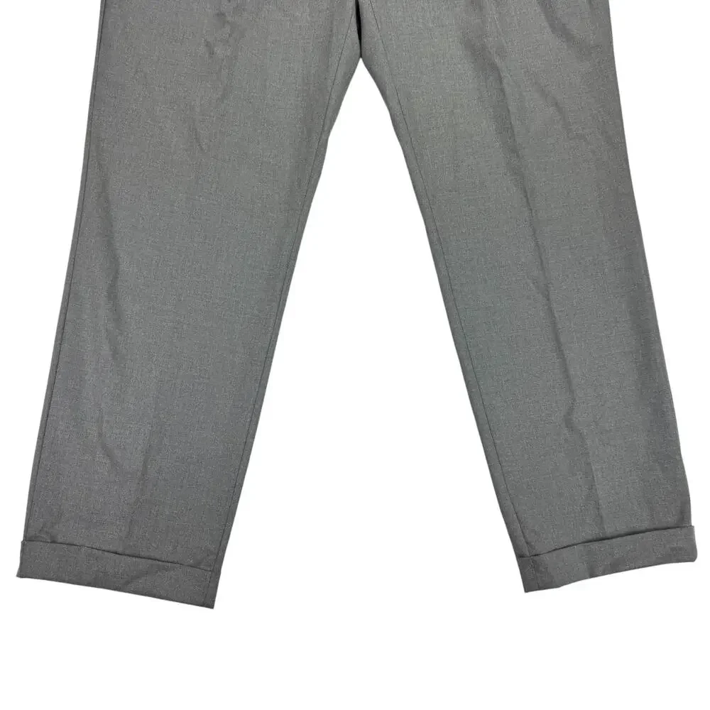 Michael Kors Mens Pleated Cuffed Solid Classic Fit Stretch Pants Gray 42x32